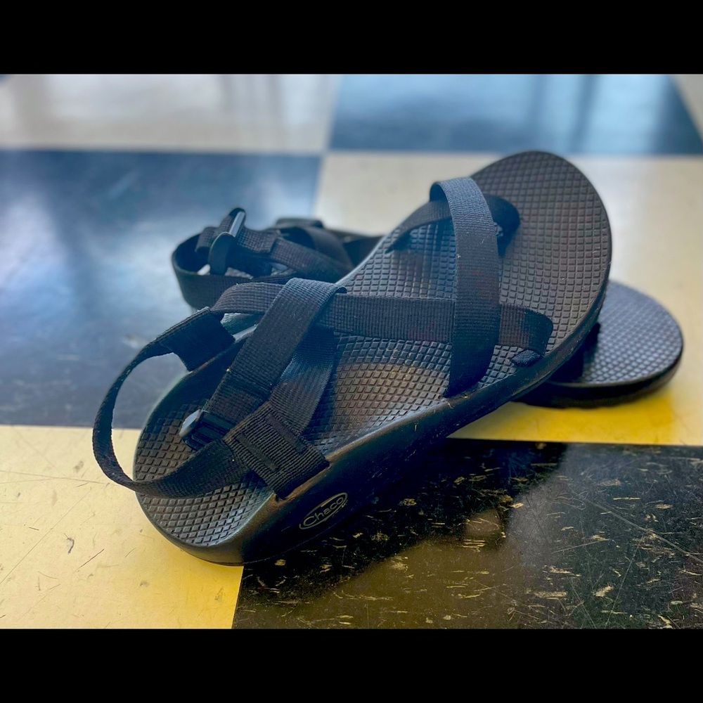 Black Chacos size 10. Worn once perfect condition.